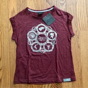 Game of Thrones RARE Crew Neck Graphic TShirt Cherry Burgundy Women’s Size M NWT